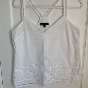 Banana Republic White Cross Back Top Medium